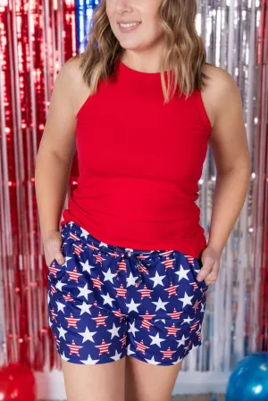 IN PRODUCTION Jamie Shorts - Navy Stars and Stripes