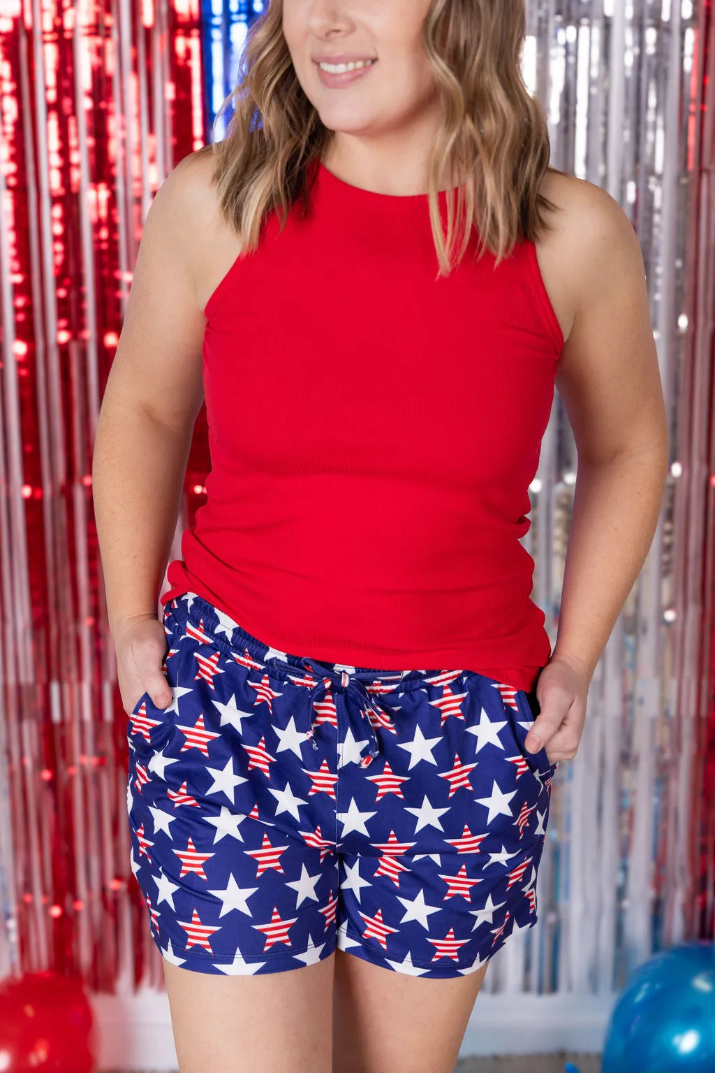 IN PRODUCTION Jamie Shorts - Navy Stars and Stripes
