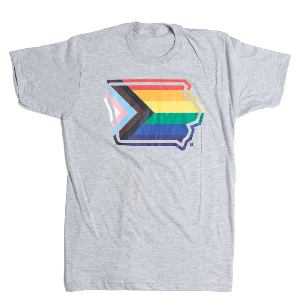 Iowa Outline Progress Pride Flag