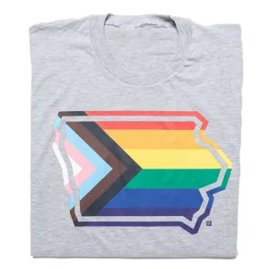 Iowa Outline Progress Pride Flag