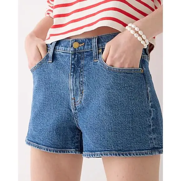 J. Crew High Rise A-line Denim Shorts in ancient laurel wash Size 32
