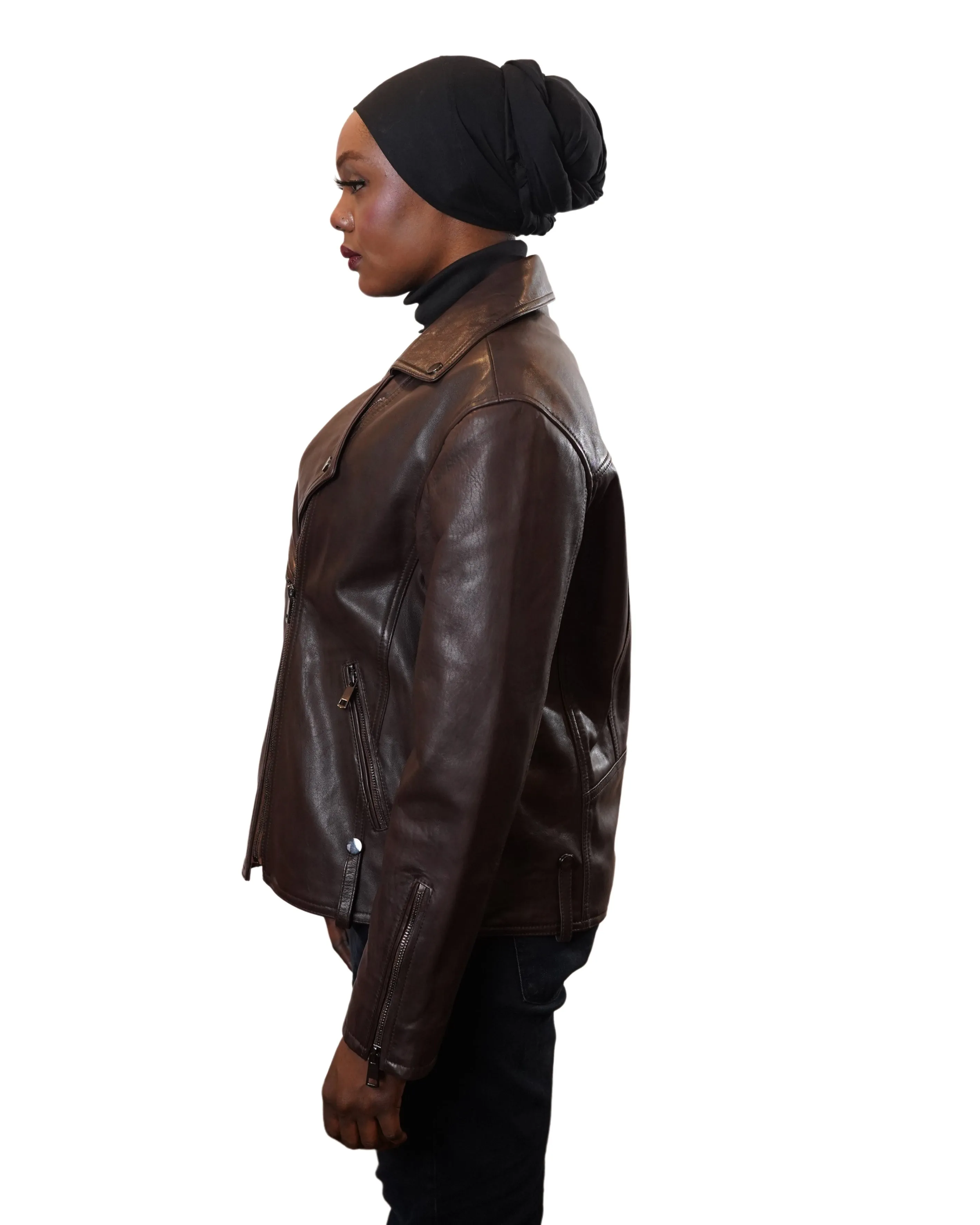 JALDA WOMEN OVERSIZED ASYMMETRIC BIKER LEATHER JACKET