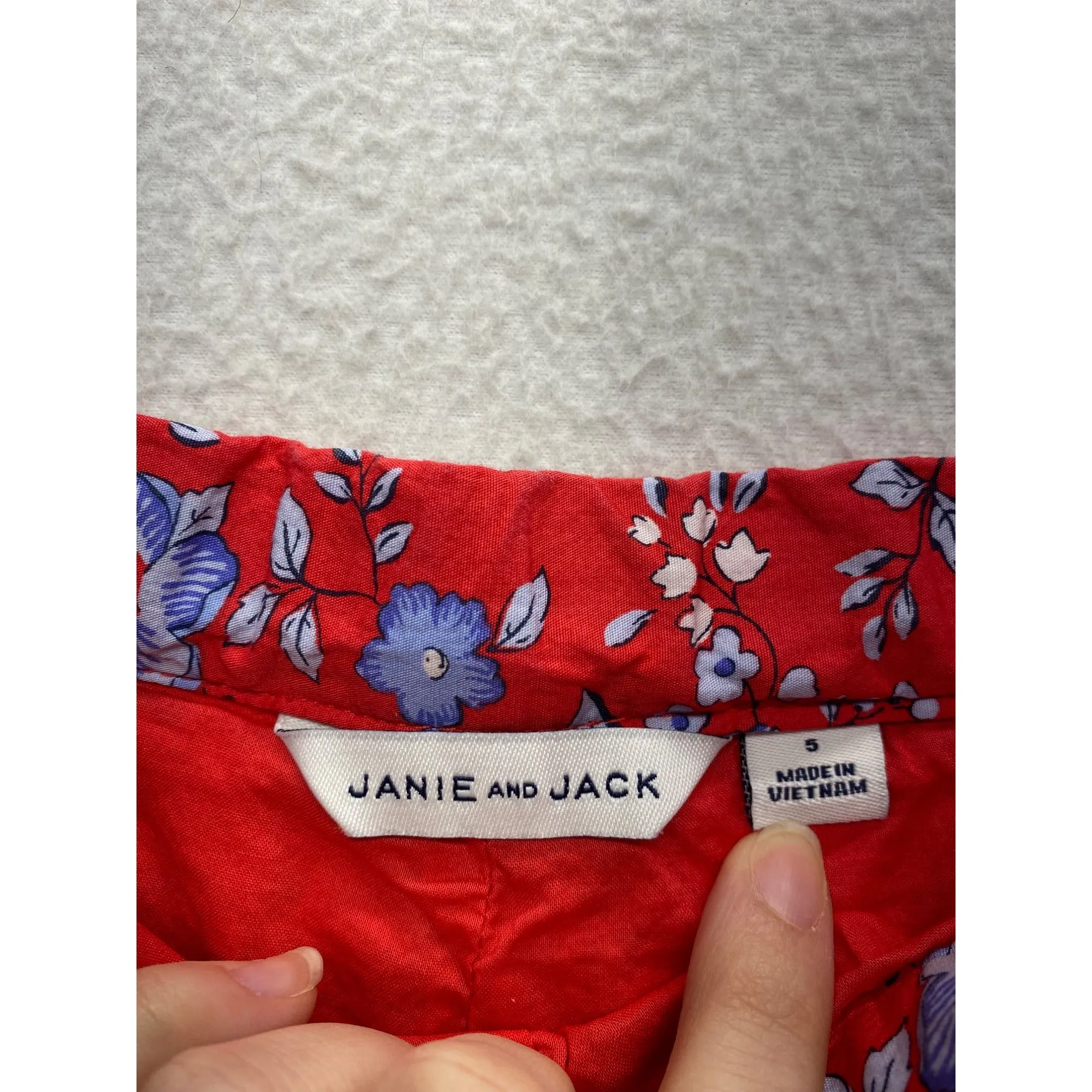 Janie & Jack Girls Red Floral Ruffle Trim Cotton Shorts #7365