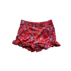 Janie & Jack Girls Red Floral Ruffle Trim Cotton Shorts #7365