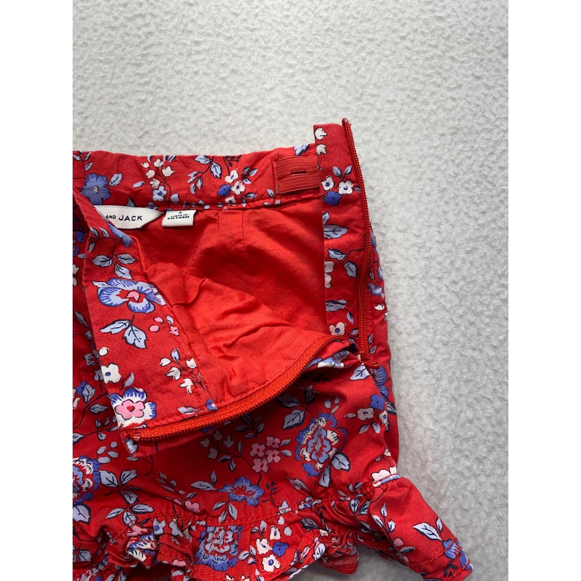 Janie & Jack Girls Red Floral Ruffle Trim Cotton Shorts #7365