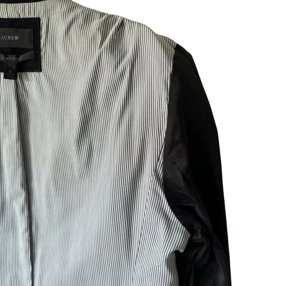 J.Crew Sz 12 Schoolboy Blazer Black Bespoke Inspired Details Classic Slim Fit