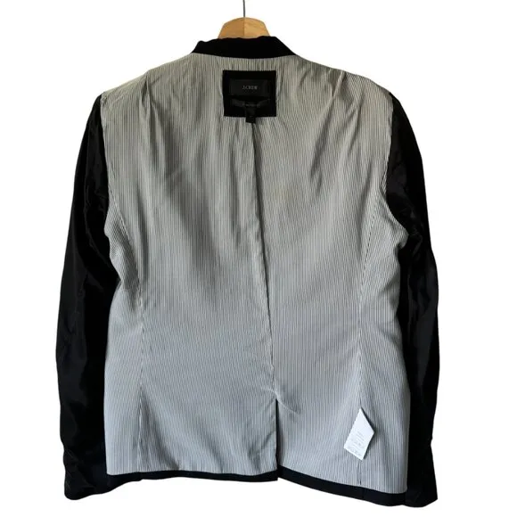 J.Crew Sz 12 Schoolboy Blazer Black Bespoke Inspired Details Classic Slim Fit