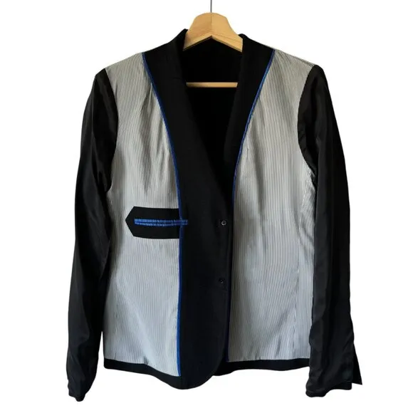 J.Crew Sz 12 Schoolboy Blazer Black Bespoke Inspired Details Classic Slim Fit