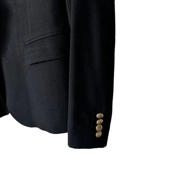 J.Crew Sz 12 Schoolboy Blazer Black Bespoke Inspired Details Classic Slim Fit