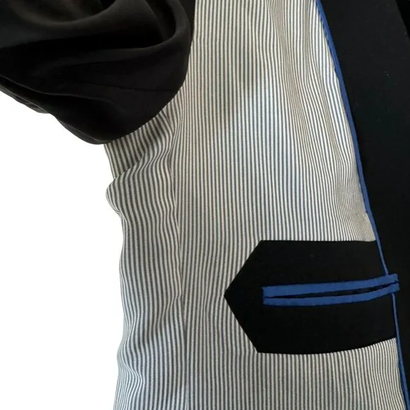 J.Crew Sz 12 Schoolboy Blazer Black Bespoke Inspired Details Classic Slim Fit