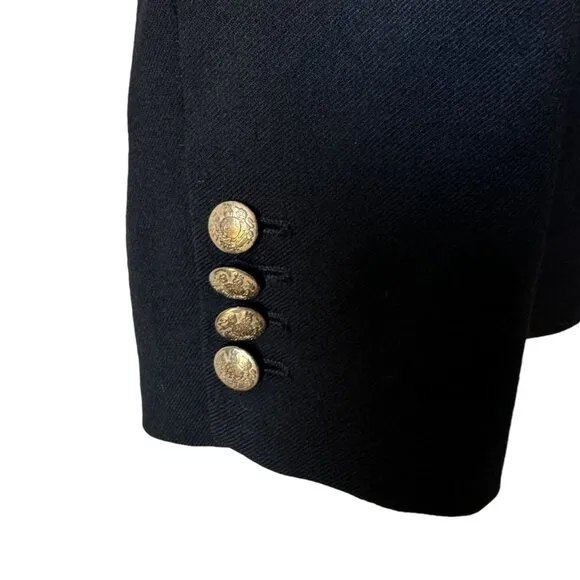 J.Crew Sz 12 Schoolboy Blazer Black Bespoke Inspired Details Classic Slim Fit