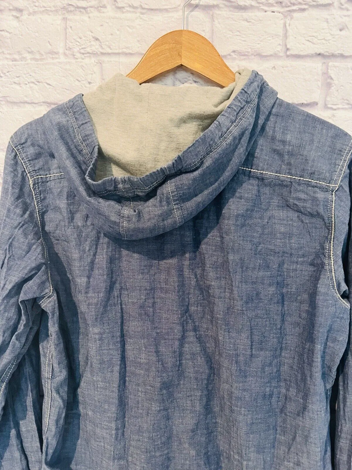 JEANS by BUFFALO Brand Mens Hooded Button-Down Shirt Blue Size Medium