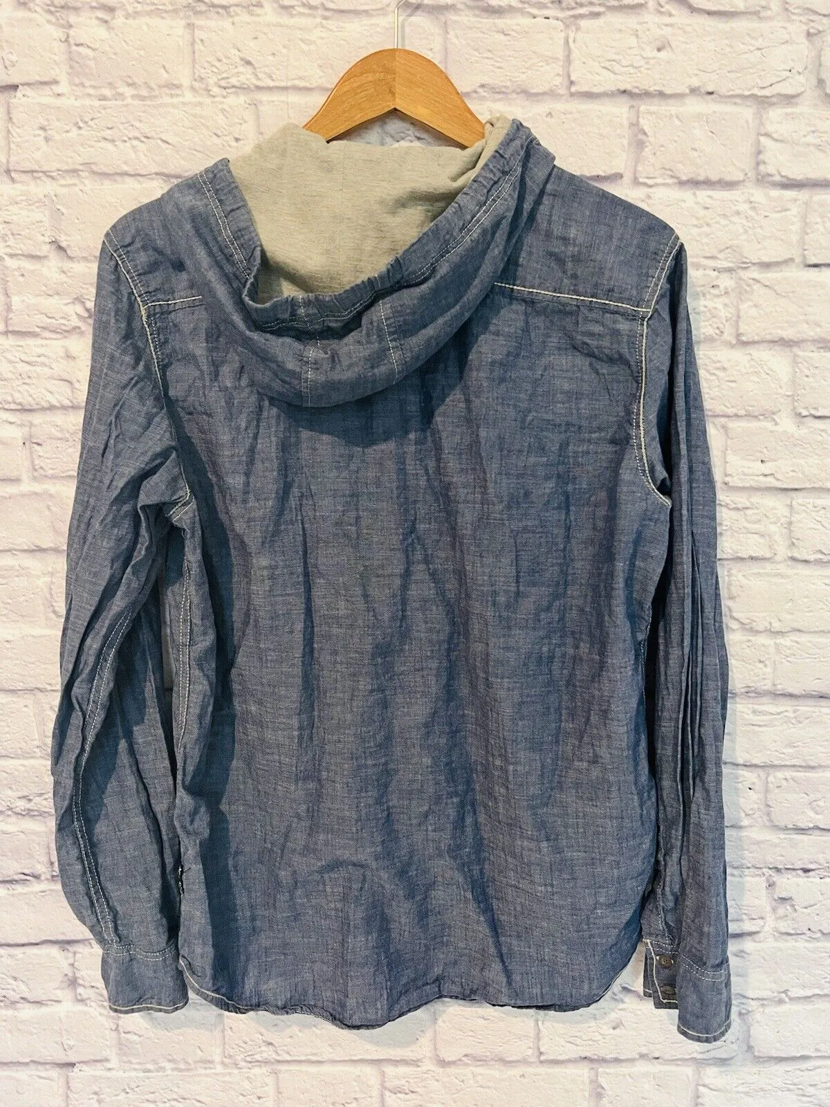 JEANS by BUFFALO Brand Mens Hooded Button-Down Shirt Blue Size Medium