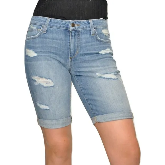 Joe's Jeans Bermuda Shorts Rolled Hem Mid Rise Halis 26 Nwt $158