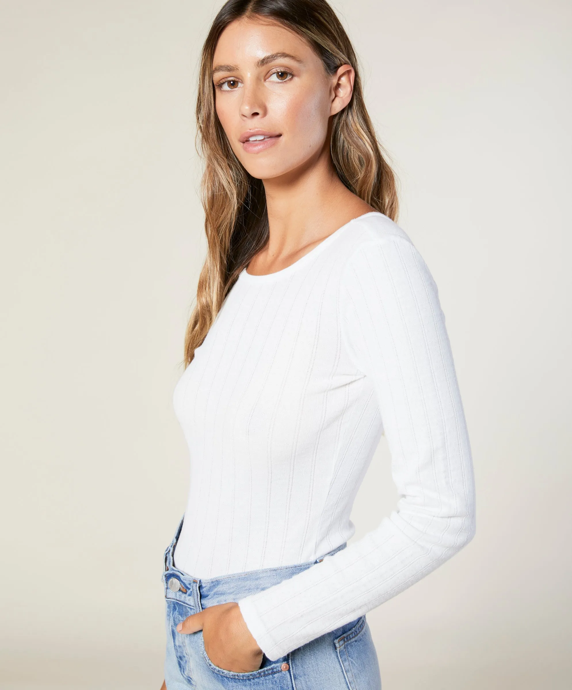 Joni L/S Pointelle Tee - Outerworn