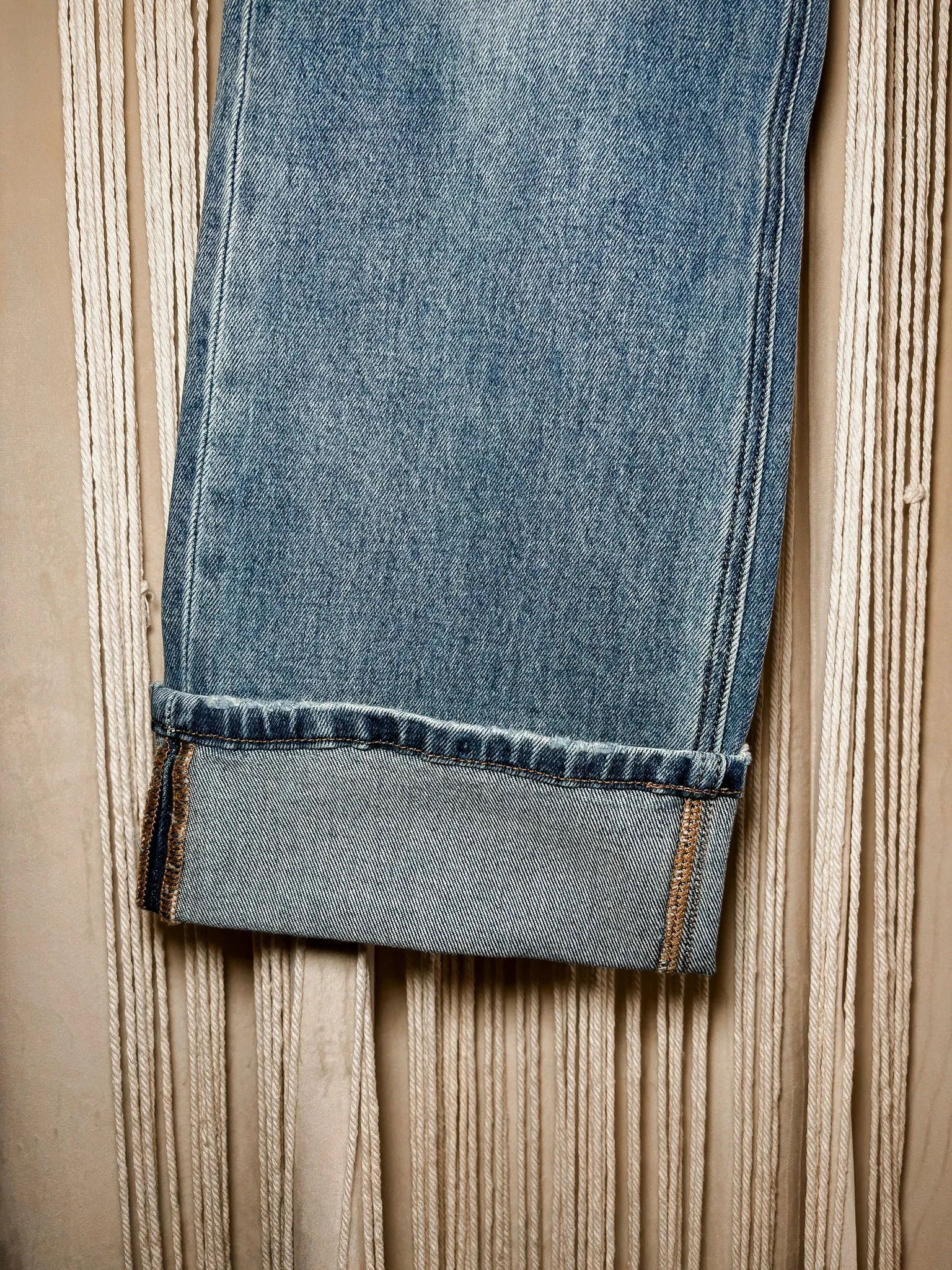 Jordan Mid-Rise Wide Cuff Straight Leg Jeans