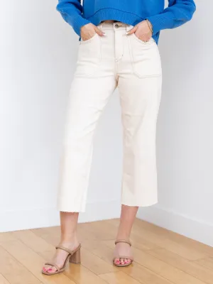 Judy Blue Ecru High Rise Crop Wide Leg