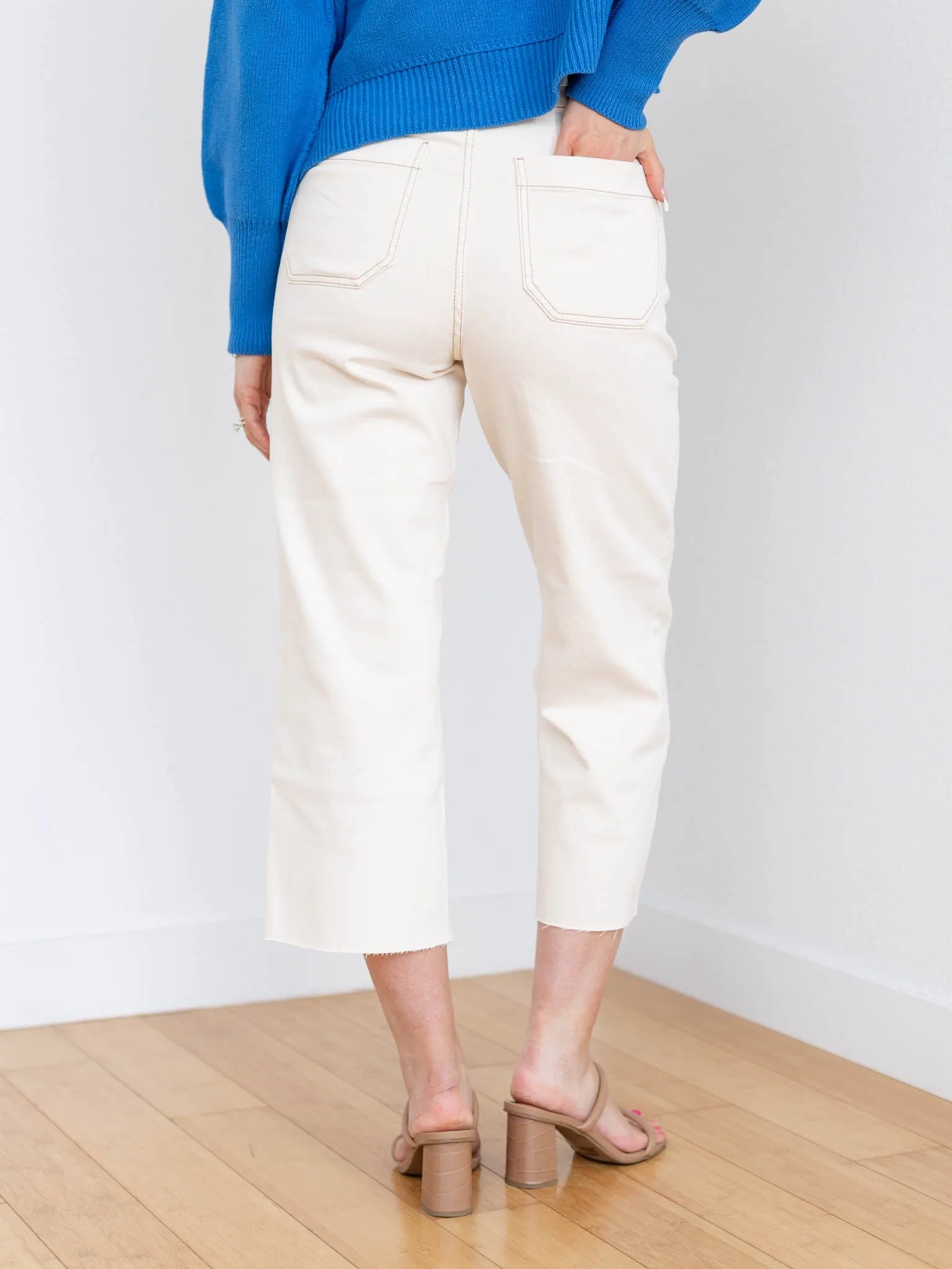 Judy Blue Ecru High Rise Crop Wide Leg