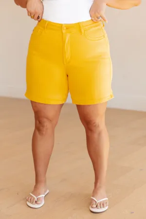 Judy Blue Tummy Control Shorts in Yellow