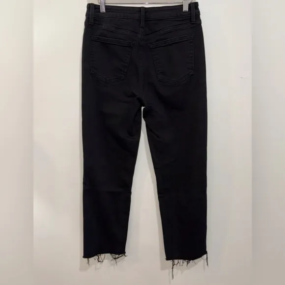JUST USA Black Raw Hem Ankle Jeans- High Rise Straight Leg