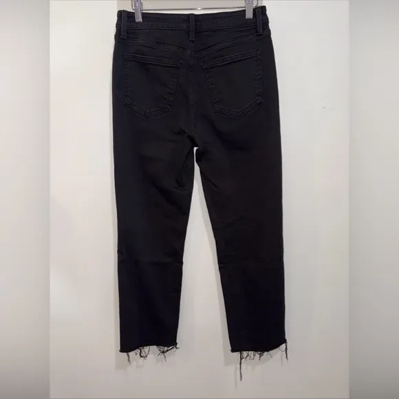 JUST USA Black Raw Hem Ankle Jeans- High Rise Straight Leg