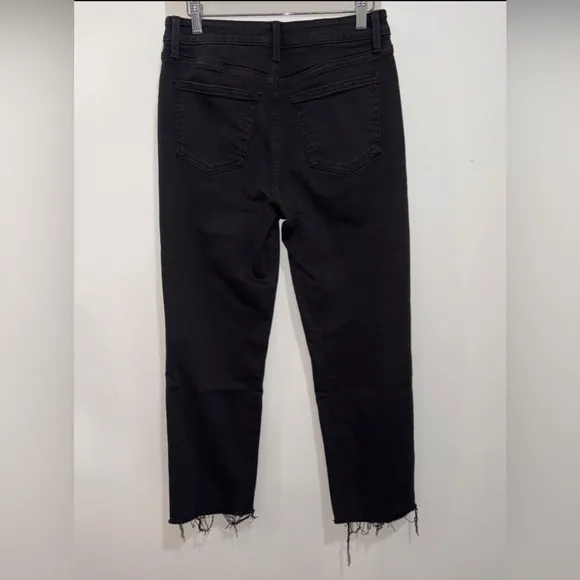 JUST USA Black Raw Hem Ankle Jeans- High Rise Straight Leg