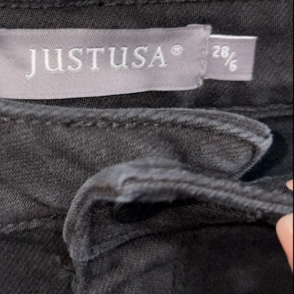 JUST USA Black Raw Hem Ankle Jeans- High Rise Straight Leg