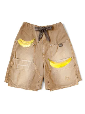 Kapital Canvas W-Knee EASY Shorts (BANANA Patch Remake) - GOLD
