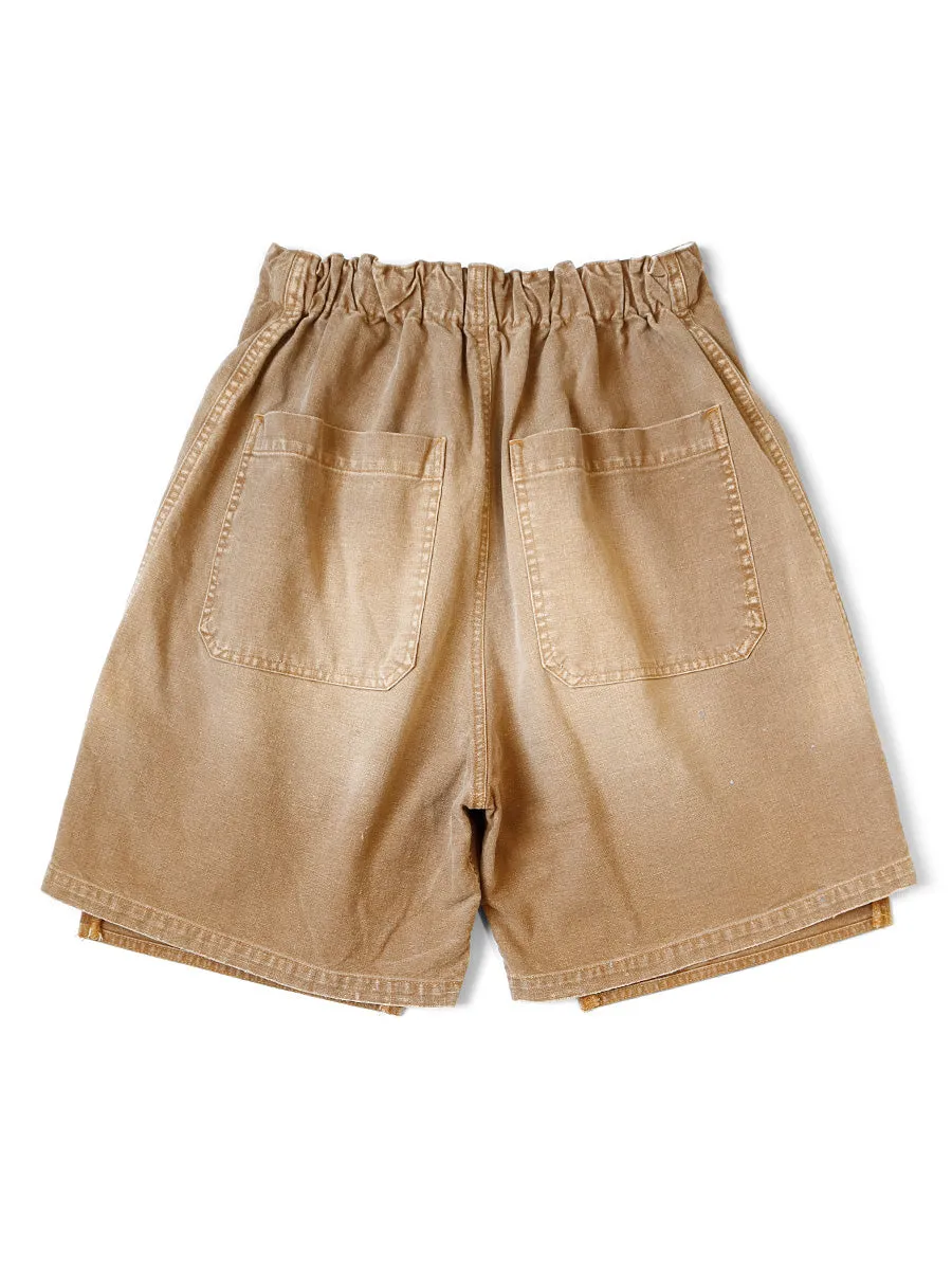 Kapital Canvas W-Knee EASY Shorts (BANANA Patch Remake) - GOLD