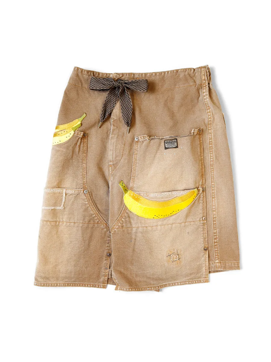 Kapital Canvas W-Knee EASY Shorts (BANANA Patch Remake) - GOLD
