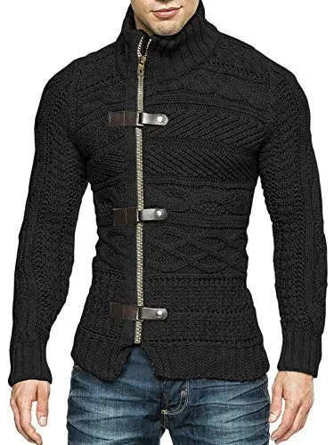 Karlywindow Men's Cable Knit Cardigan