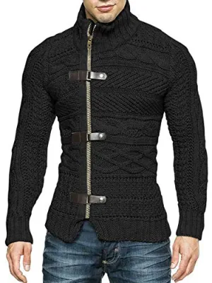 Karlywindow Men's Cable Knit Cardigan