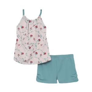 KicKee Pants Macaroon Floral Vines Gathered Cami & Shorts Outfit Set