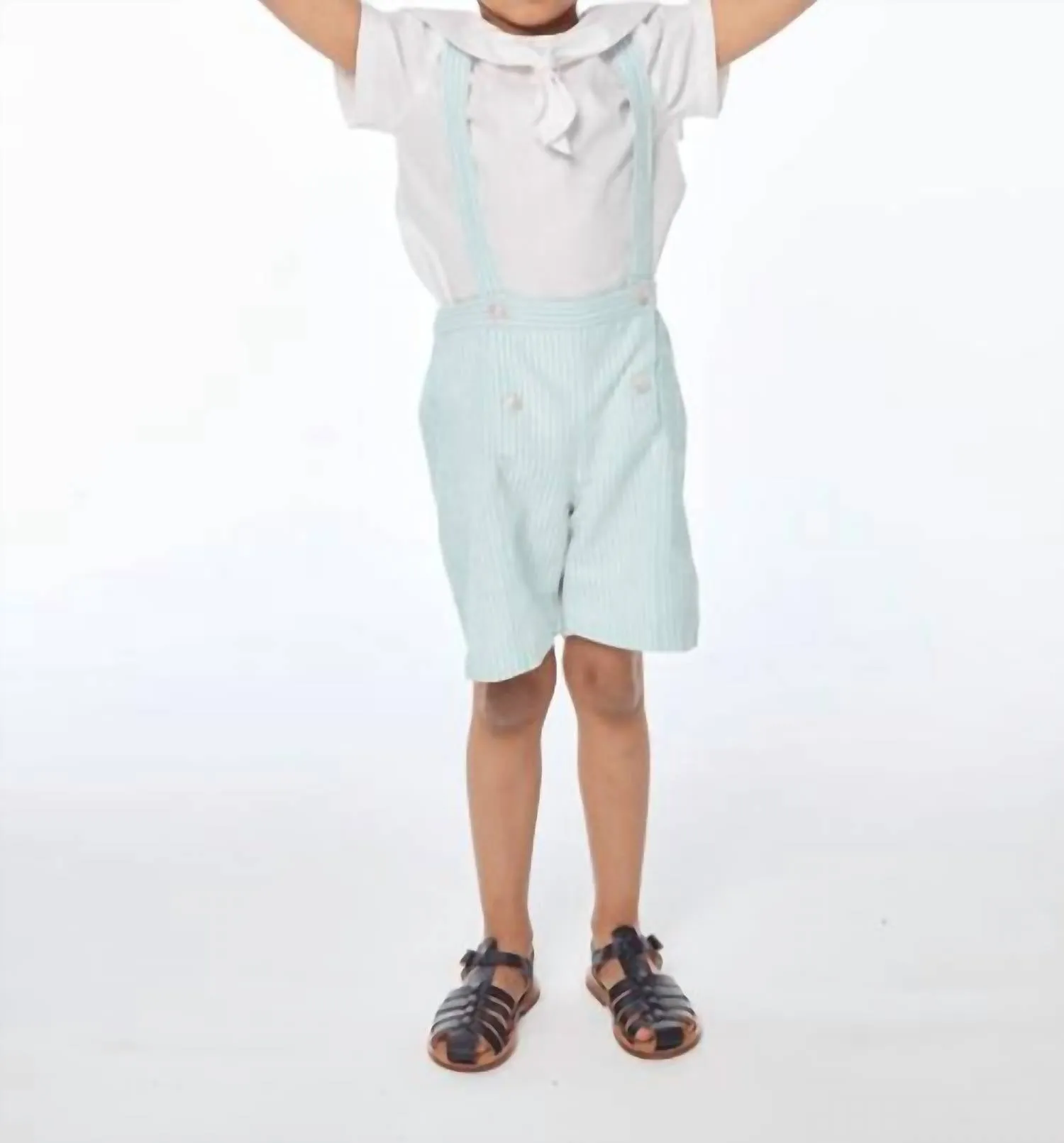 Kid's Seersucker Shorts In Green