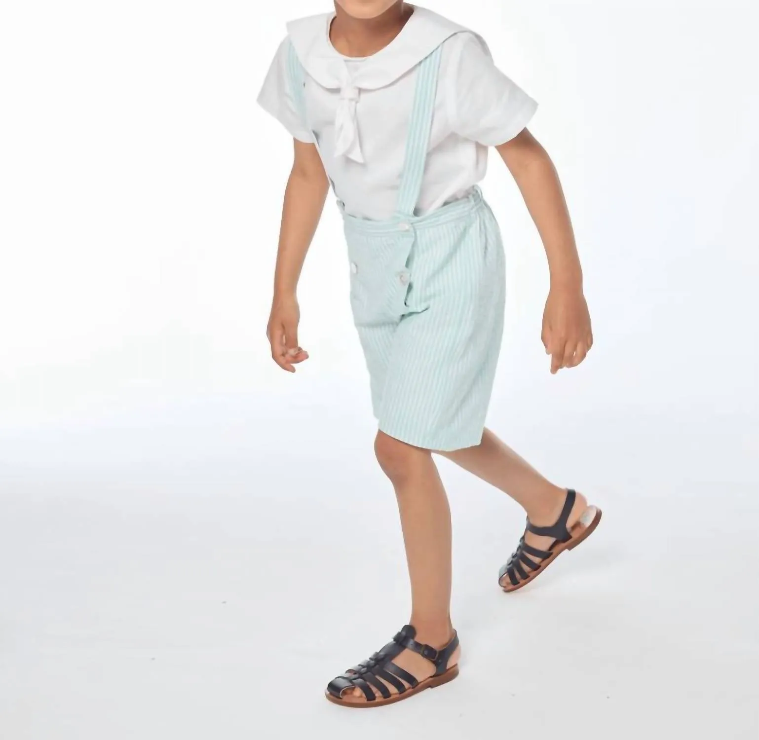 Kid's Seersucker Shorts In Green