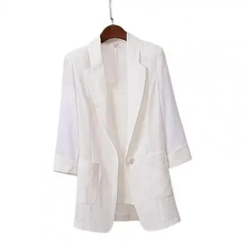 Korean Office Lady Blazer Solid Color Loose Spring Autumn Long Sleeve Lapel Pockets Women Suits Coat Blazer
