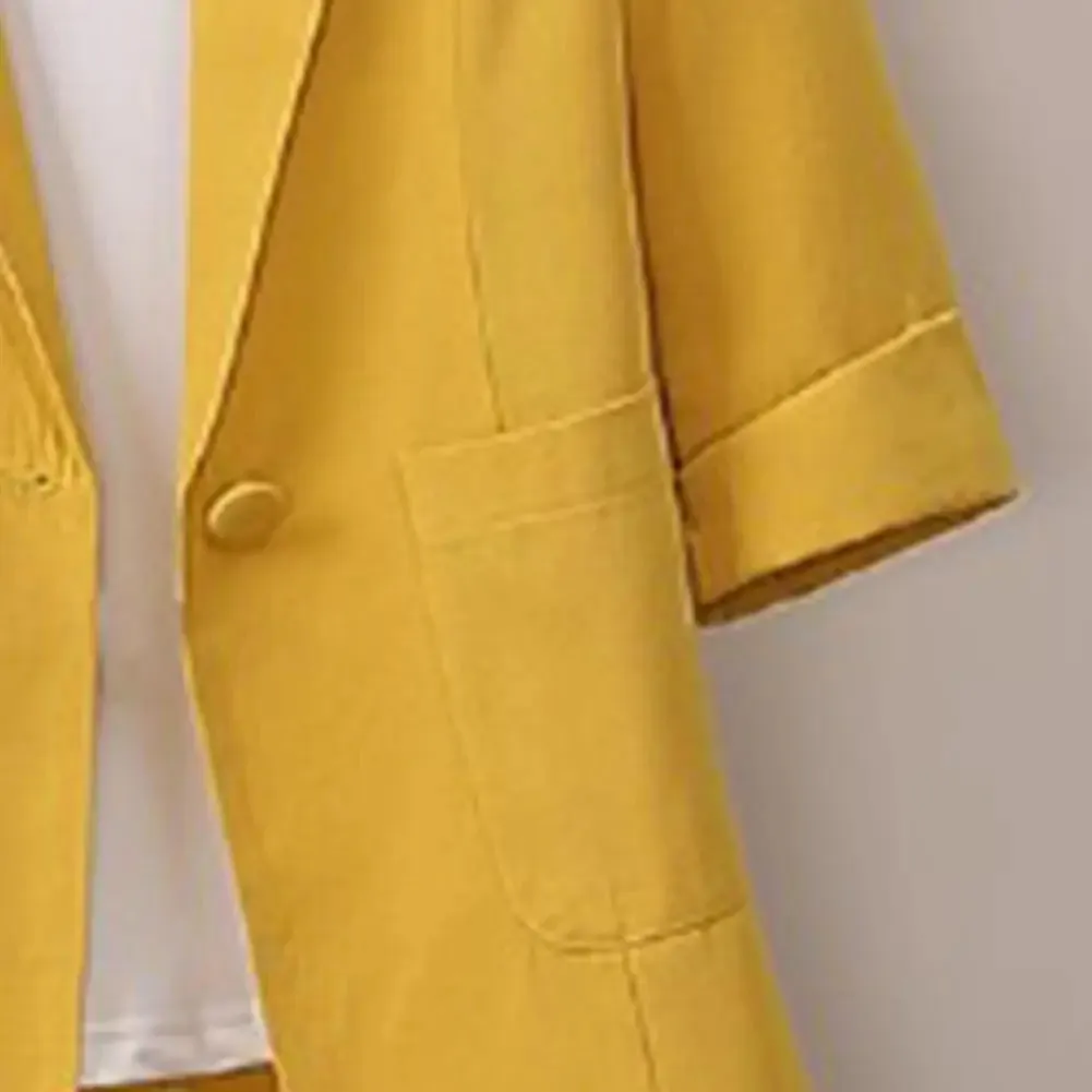 Korean Office Lady Blazer Solid Color Loose Spring Autumn Long Sleeve Lapel Pockets Women Suits Coat Blazer