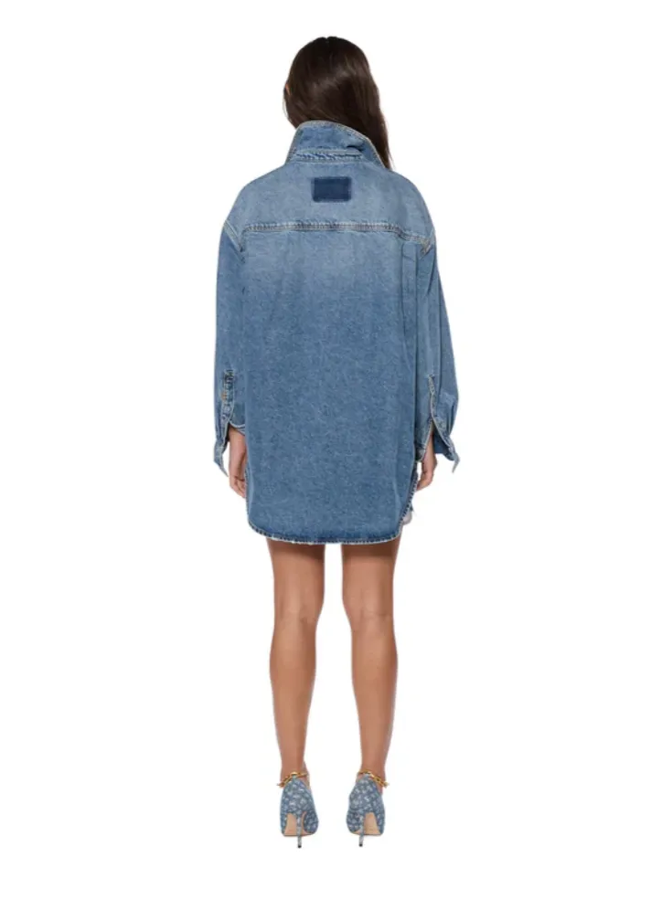 KSUBI Bolt Oversized Long Sleeve Swept Shirt - Denim