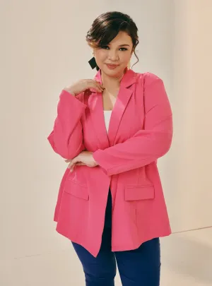 Lapel Collar Oversized Blazer - Pink Series