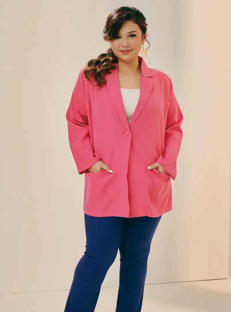 Lapel Collar Oversized Blazer - Pink Series