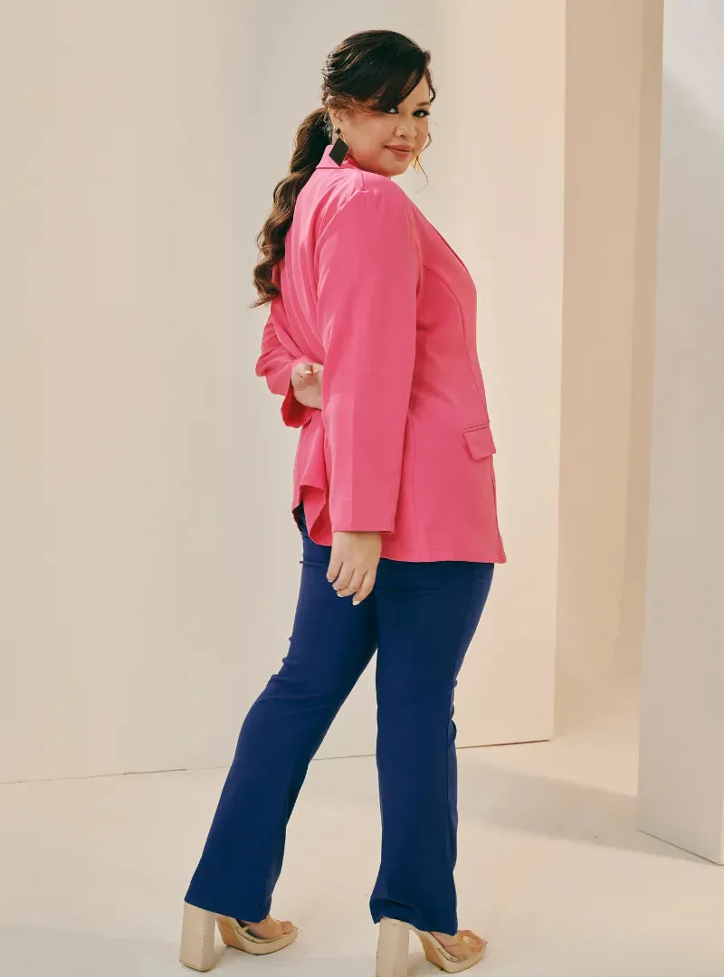 Lapel Collar Oversized Blazer - Pink Series