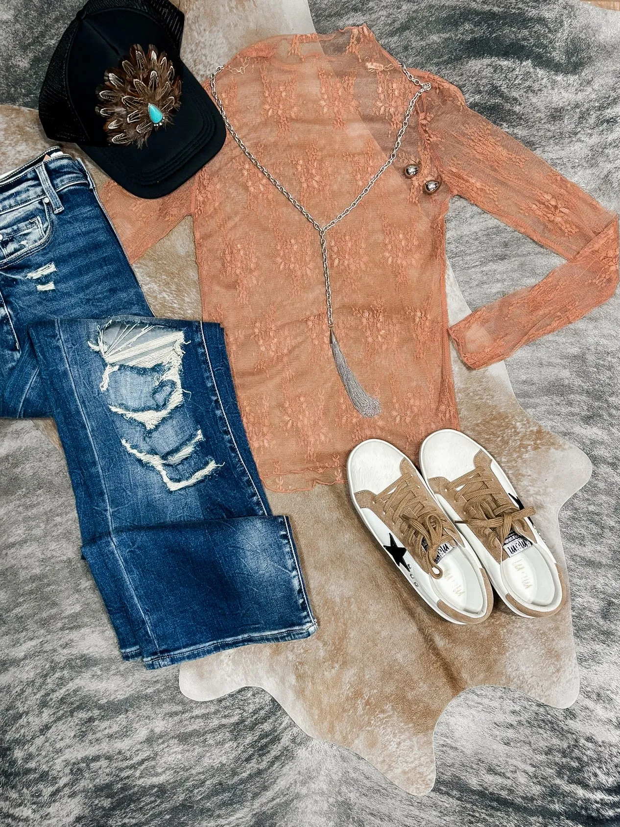 Laura Lace Mock Neck Long Sleeve Top