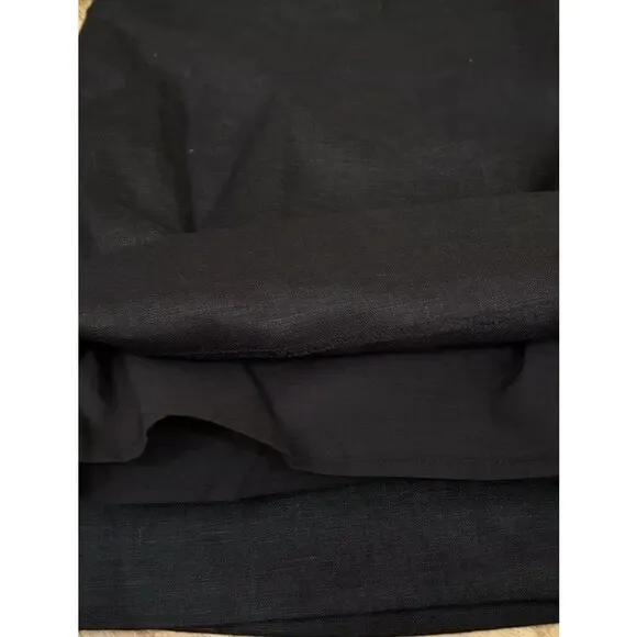 Le' AL.X High Rise Bermuda Trouser Shorts BLACK LONG SHORTS 100% Linen size 12