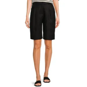 Le' AL.X High Rise Bermuda Trouser Shorts BLACK LONG SHORTS 100% Linen size 12