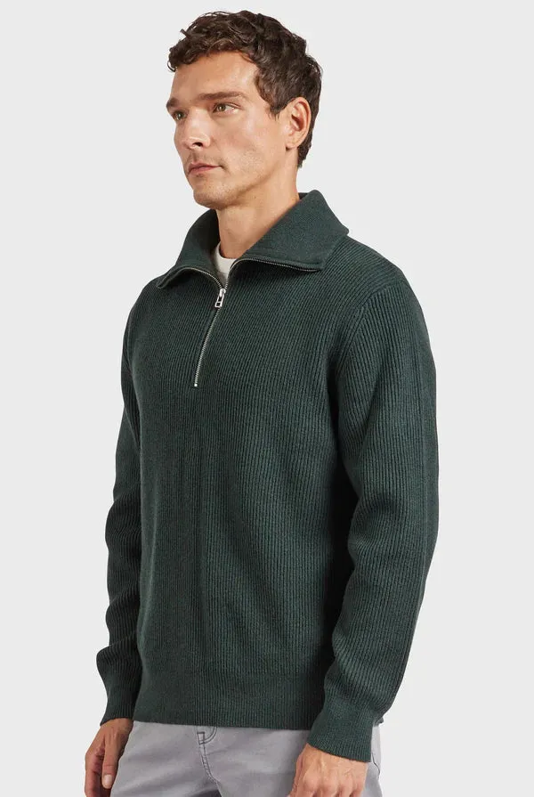 Le Mans 1/2 Zip Knit - Sherwood Green