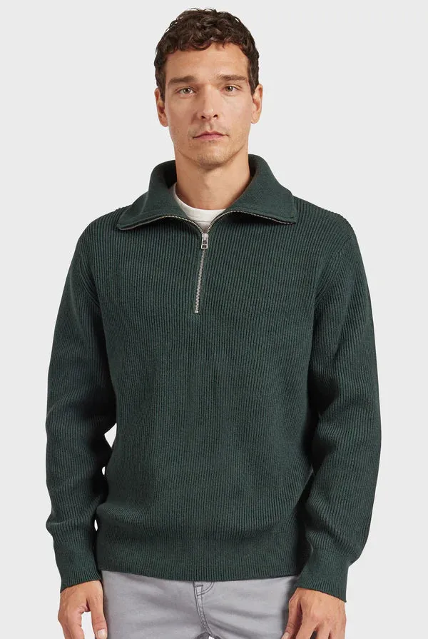 Le Mans 1/2 Zip Knit - Sherwood Green
