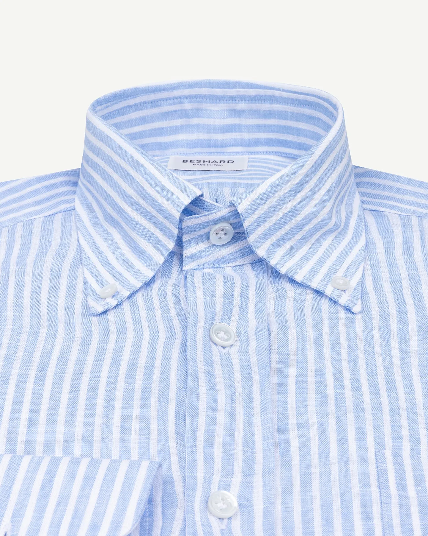 Light Blue Reverse Stripe Linen Button Down Shirt