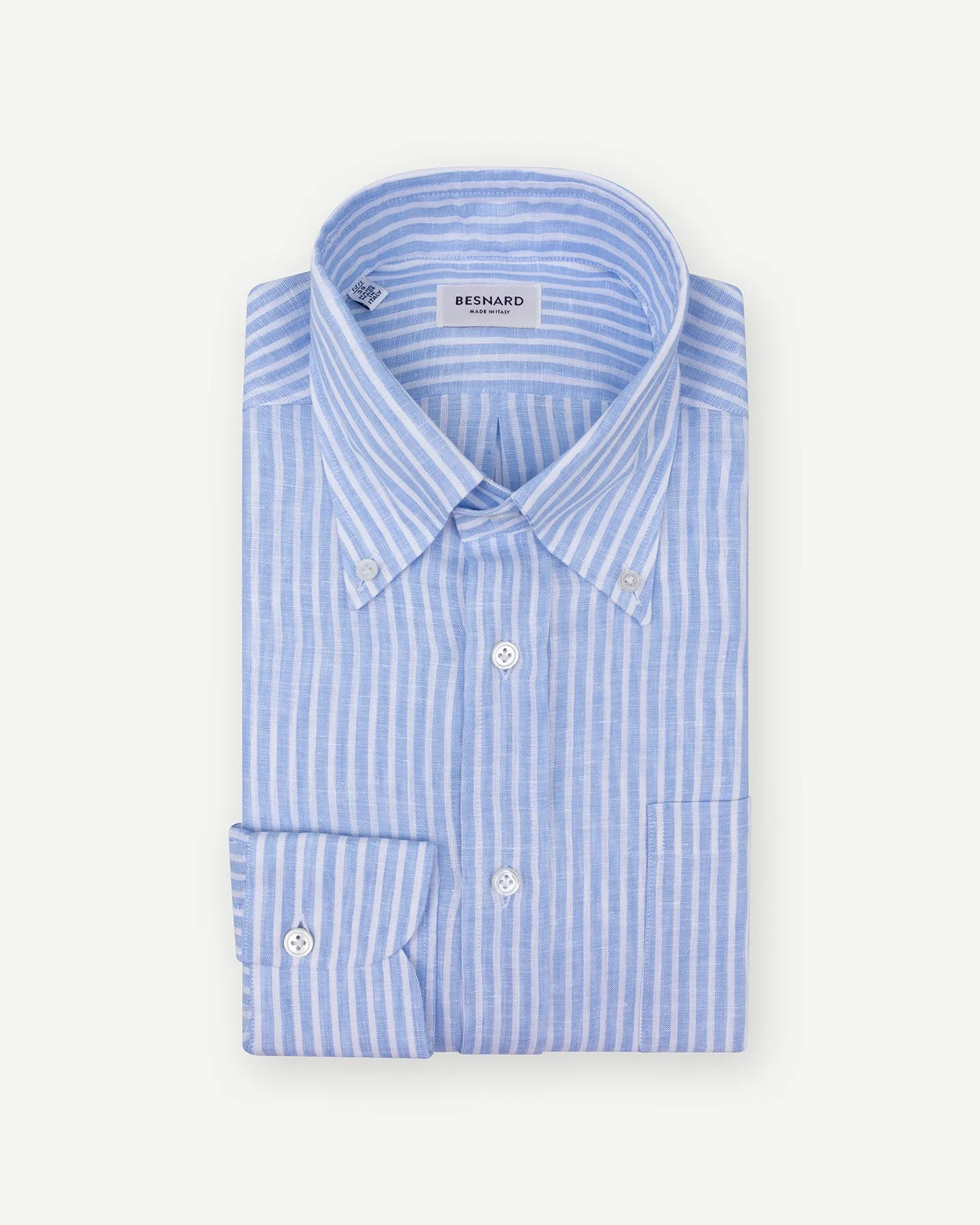 Light Blue Reverse Stripe Linen Button Down Shirt