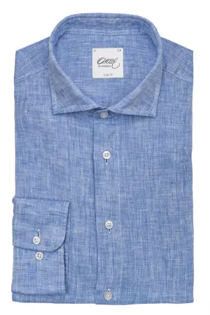 Light blue slim fit linen shirt
