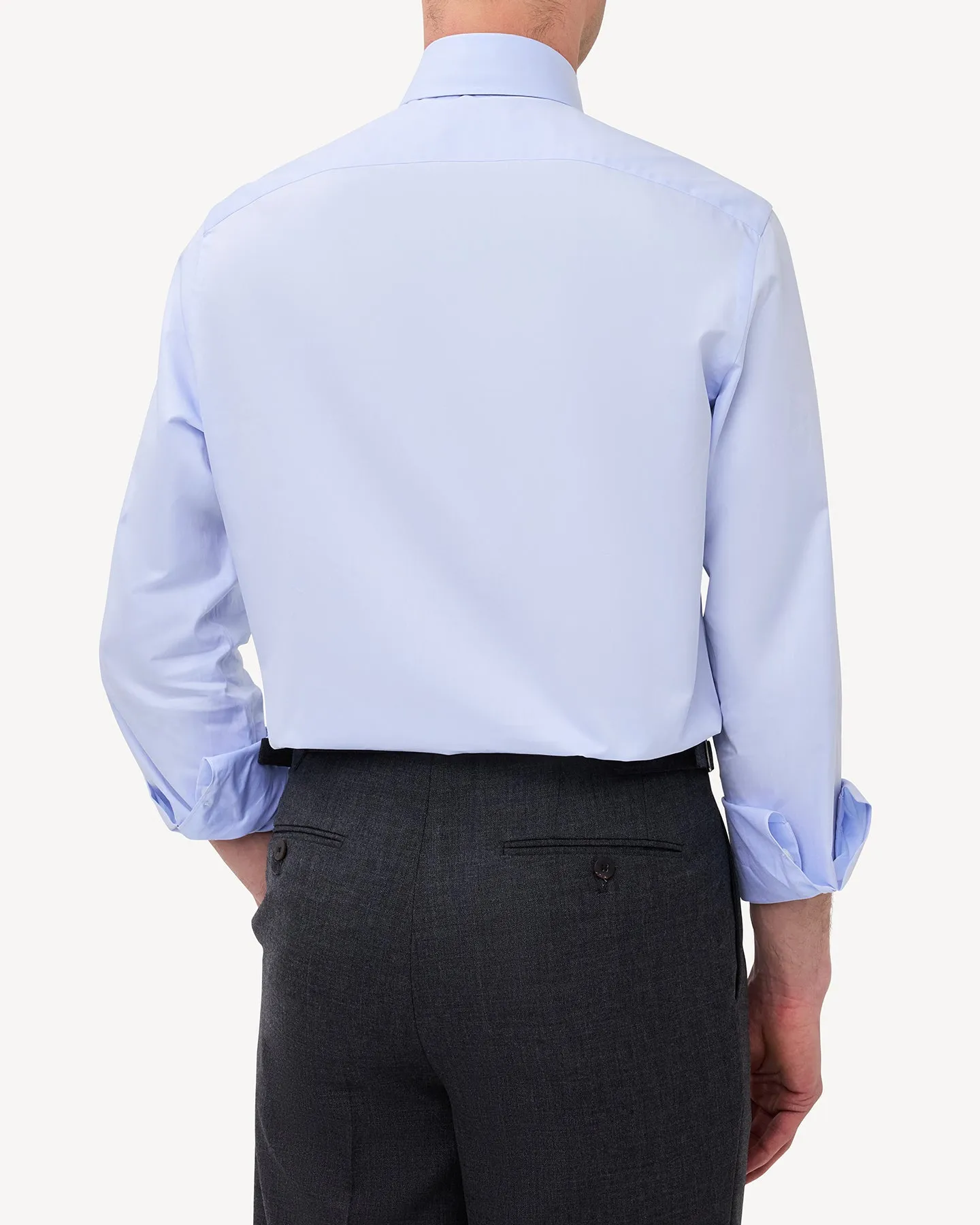 Light Blue Twill Spread Collar Shirt